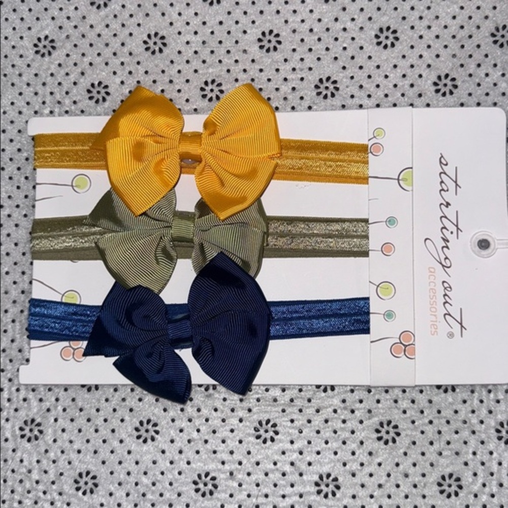 🛍 NEW PRETTY Little GIRLS BUNDLE OF 3 BOW SIZE 0-24 MONTHS